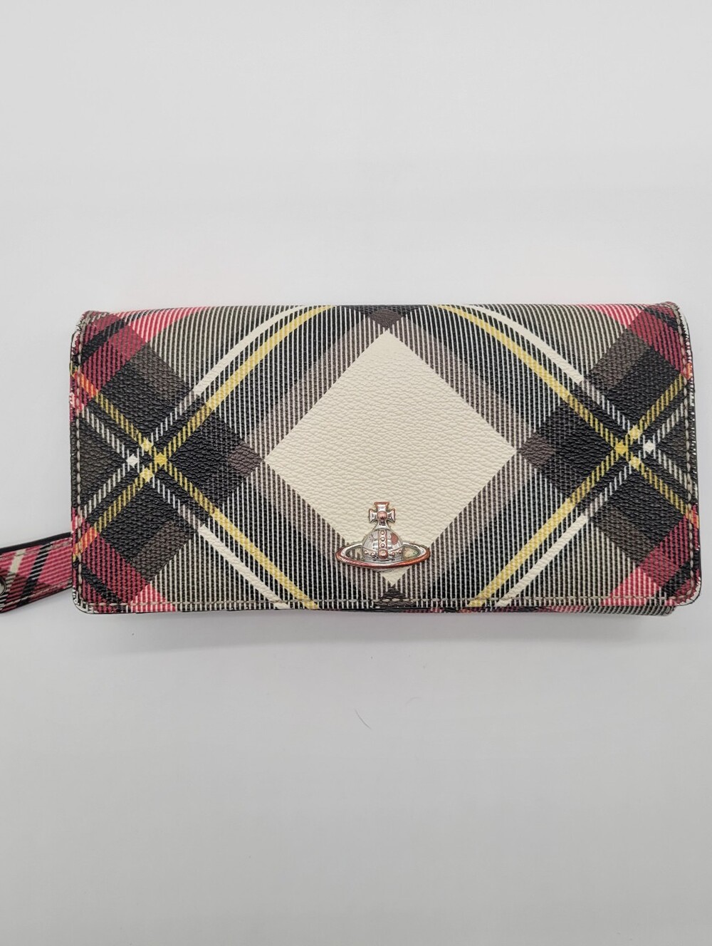 Vivienne Westwood Plaid Continental Wallet - Pink/Black/Cream